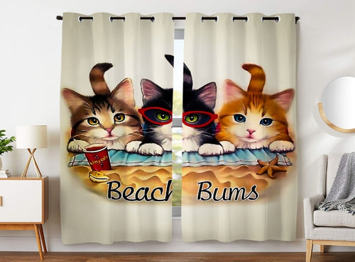 Three Cute Cats Curtain (2 Panel)