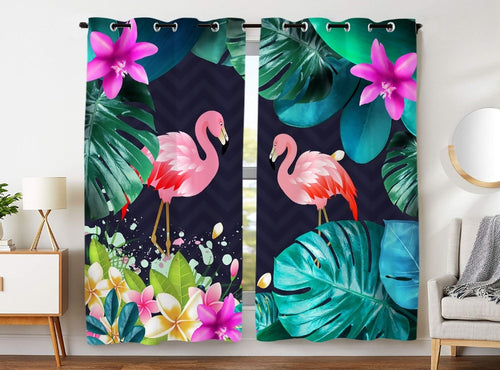 Tropical Red Flamingo Curtain (2 Panel)