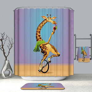 3D Cartoon Giraffe Curtain
