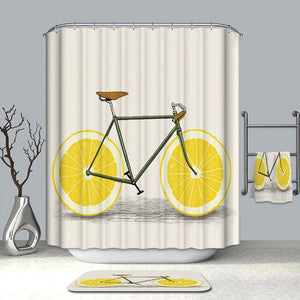 3D Orange Wheel Bicycle Curtain