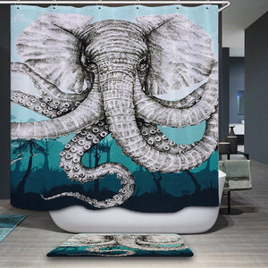 3D Cartoon Elephant Curtain