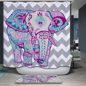 3D Cartoon Elephant Curtain